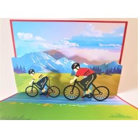 Handmade 3D pop up card cyclists birthday anniversary mountain Olympic bike race Valentine's day father's day tour de France